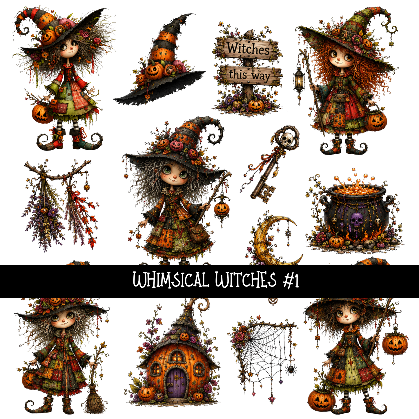 Whimsical Witches  - UV DTF Decal sheets 2 options