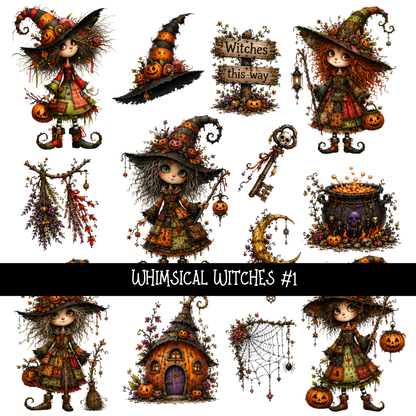 Whimsical Witches  - UV DTF Decal sheets 2 options