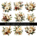 White Christmas Flowers UV DTF Decal Sheet