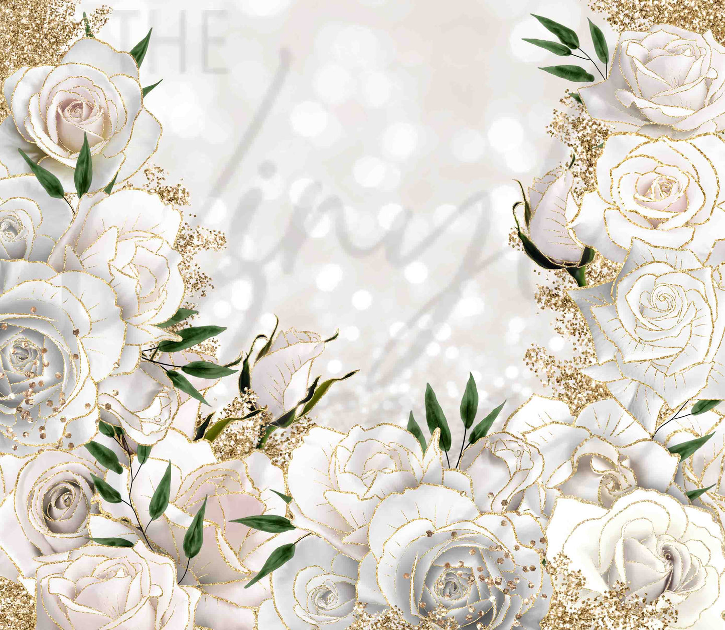 White and Gold Floral - Adhesive Vinyl Wrap