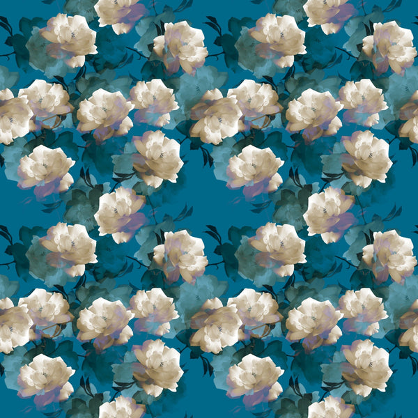 White Rose on Blue - Adhesive Vinyl Sheets