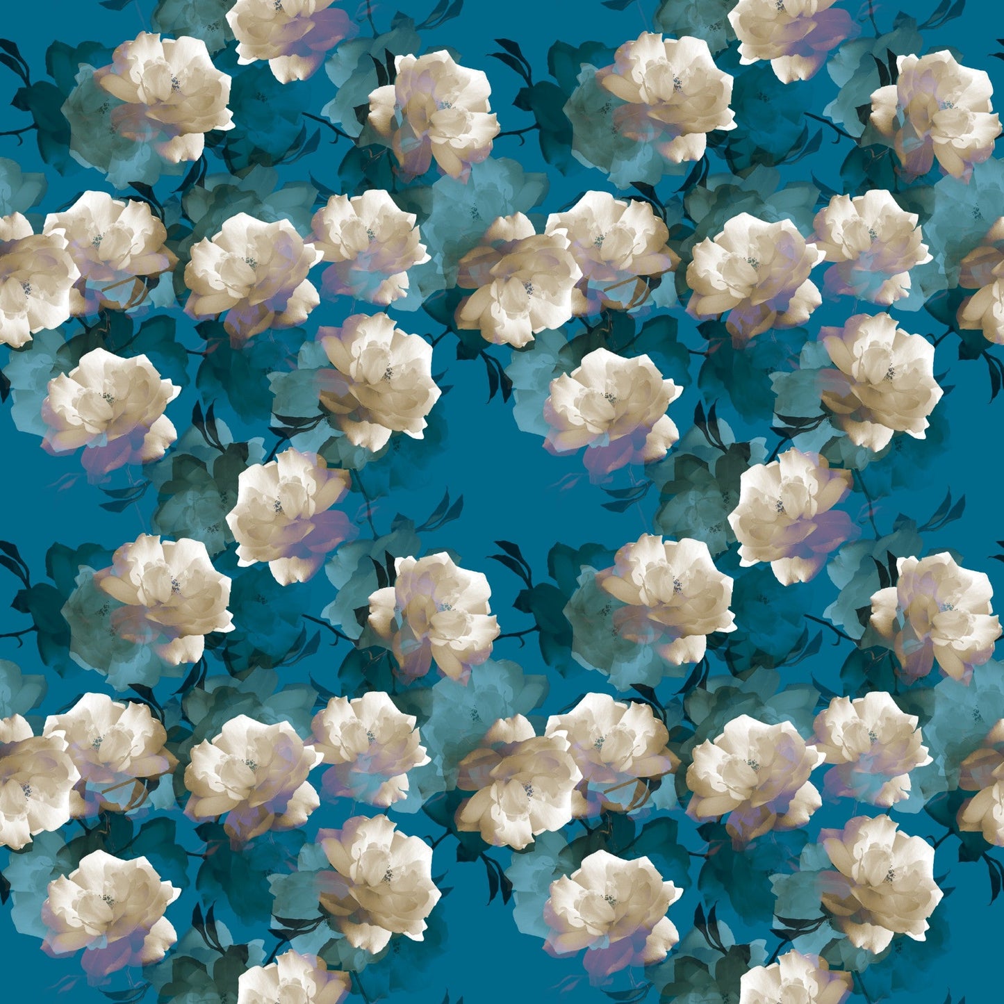 White Rose on Blue - Adhesive Vinyl Sheets