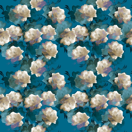 White Rose on Blue - Adhesive Vinyl Sheets