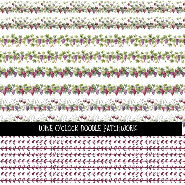 Wine O'clock UV DTF Doodle Patchwork Set