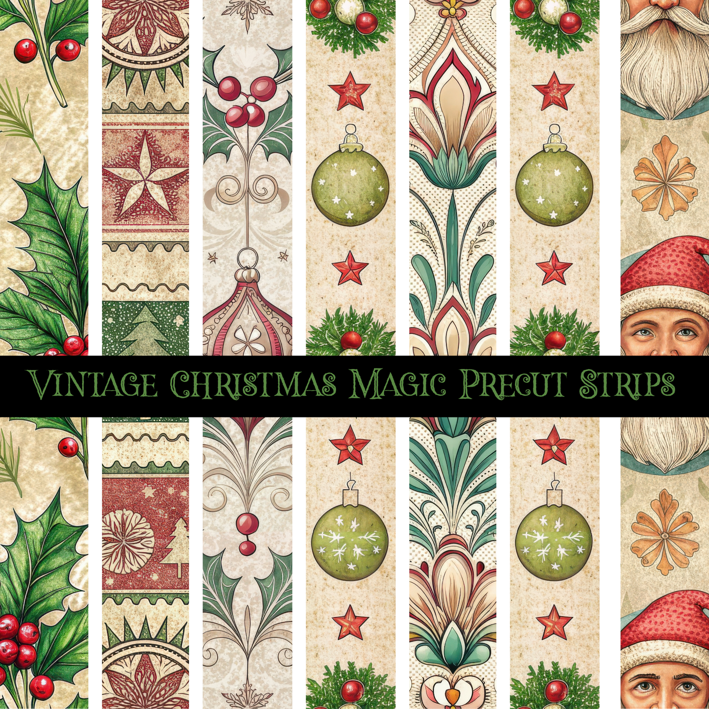 Vintage Christmas Magic - Precut strips 12x12 vinyl sheet