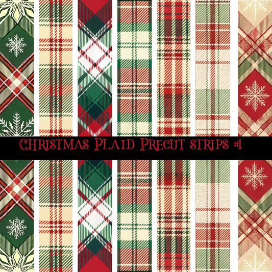 Christmas Plaid- Precut strips 12x12 vinyl sheet (2 varrients)