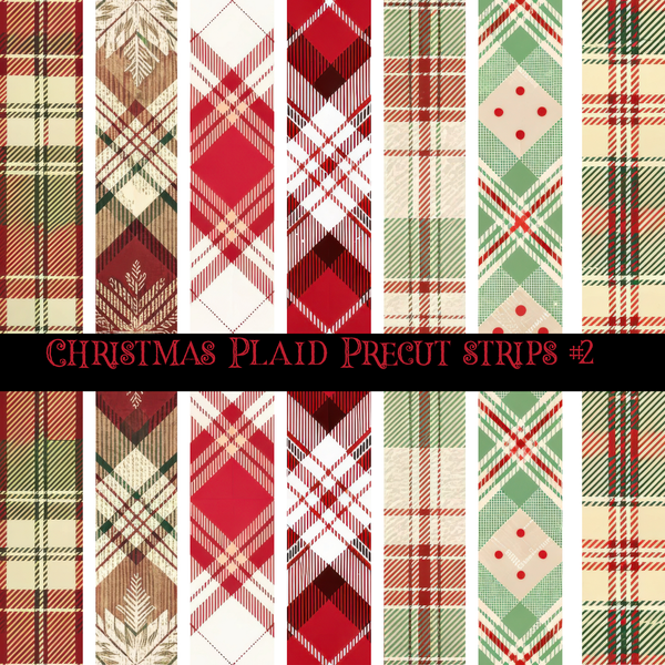 Christmas Plaid- Precut strips 12x12 vinyl sheet (2 varrients)