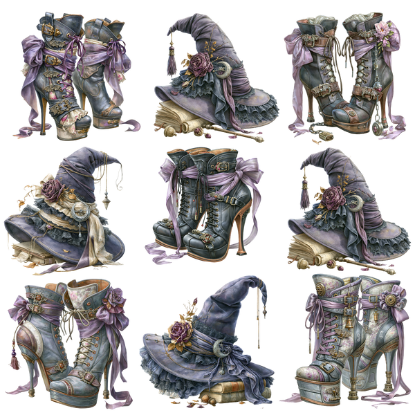 Witches Boots and hats - UV DTF Decal sheet 3 variants