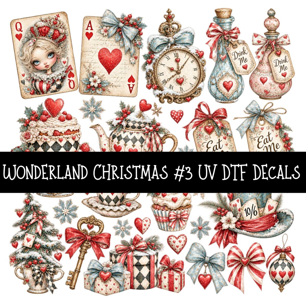Wonderland Christmas UV DTF Decal sheets 6 Designs available
