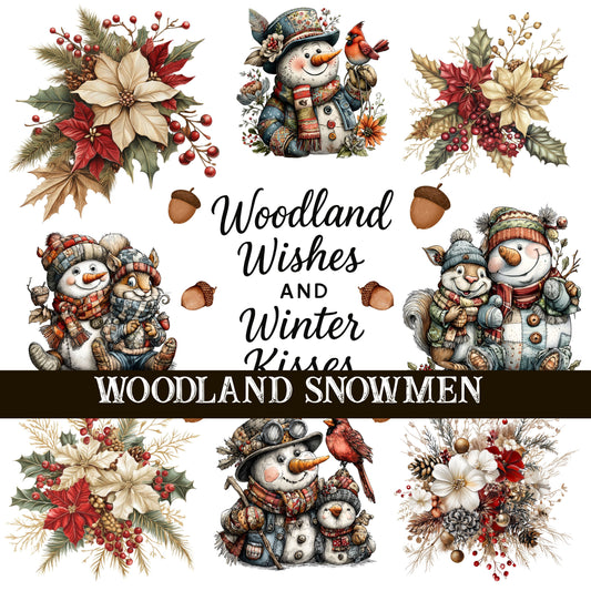 Woodland Snowmen UV DTF Decal Sheets