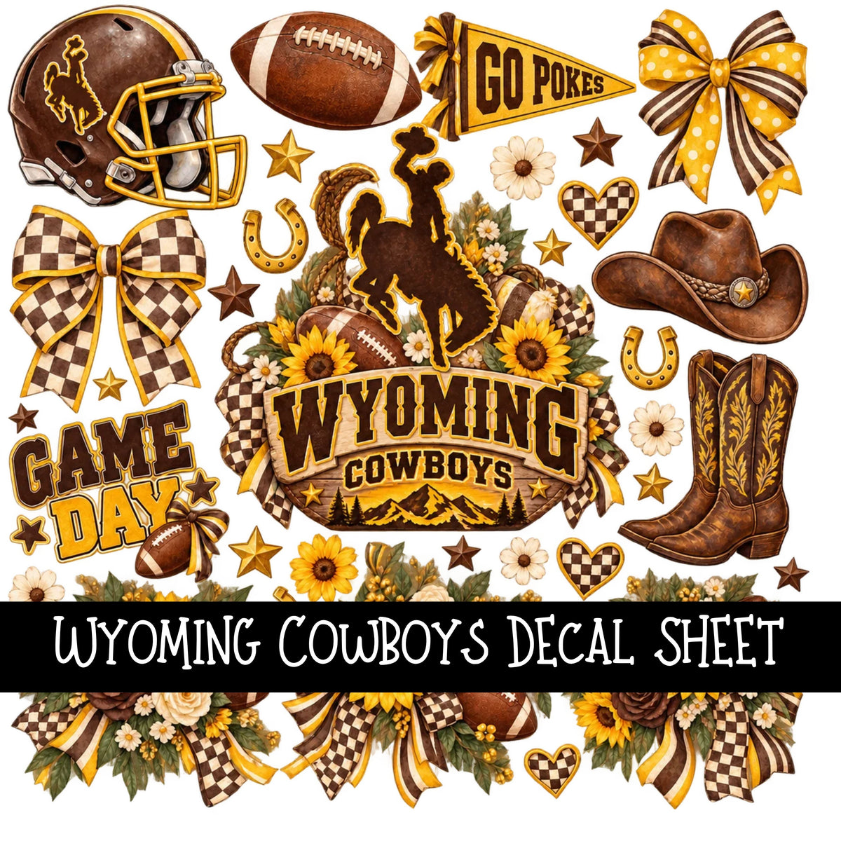 Wyoming Cowboys UV DTF Decal sheet