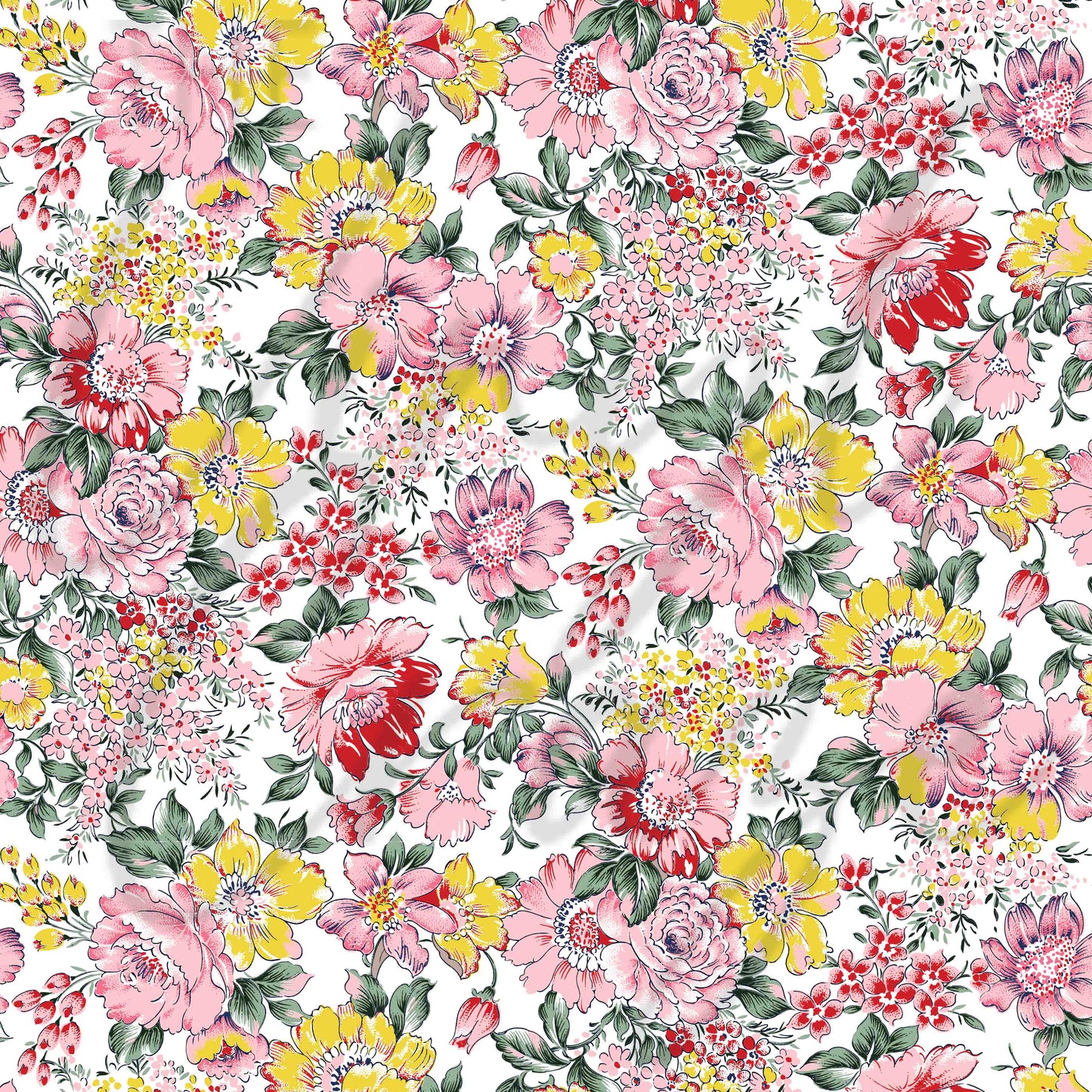 Yellow and Pink Garden Florals - Adhesive Vinyl Sheets