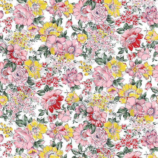 Yellow and Pink Garden Florals - Adhesive Vinyl Sheets