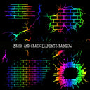 Brick and crack elements UV DTF Decal sheets 3 color Options