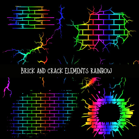 Brick and crack elements UV DTF Decal sheets 3 color Options