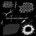 Brick and crack elements UV DTF Decal sheets 3 color Options