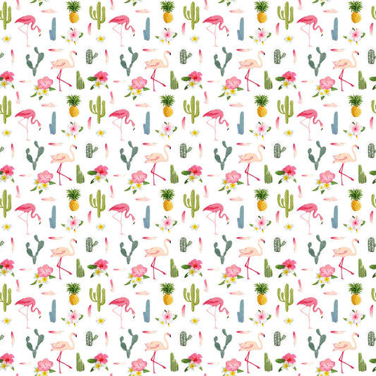 Cactus And Flamingos - Adhesive Vinyl Sheets