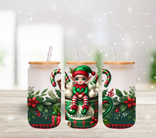 Elf in a Mug - UV DTF 16oz Libbey wrap