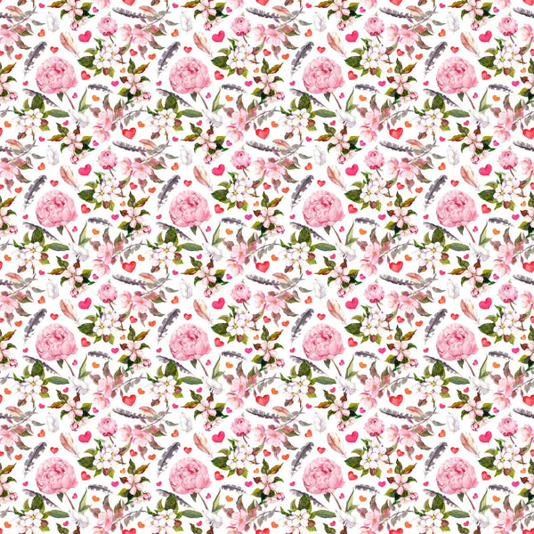 Flowers, Feathers, and Hearts - Adhesive Vinyl 12x12 Sheet