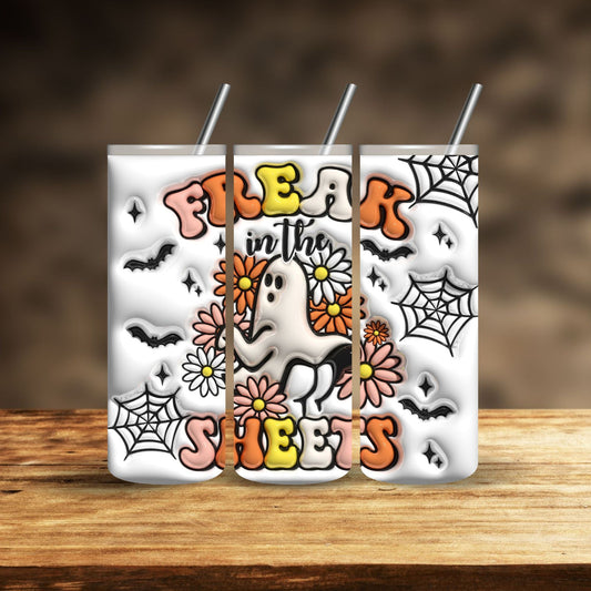 3D Freak in the sheets vinyl tumbler wrap