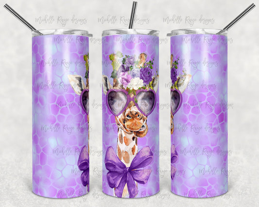 Purple Giraffe with Glasses - Adhesive Vinyl Wrap