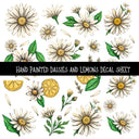 Hand Painted Daisies and Lemons UV DTF Decal sheets
