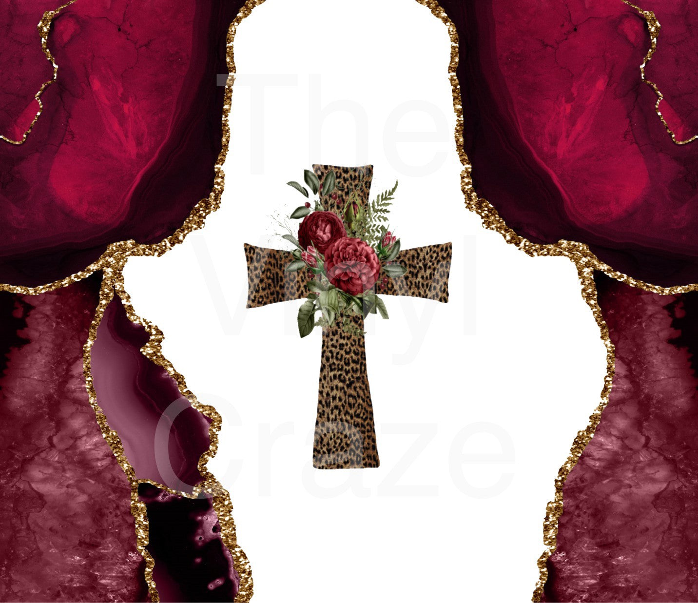 Burgundy Agate With Cross - Adhesive Vinyl Wrap