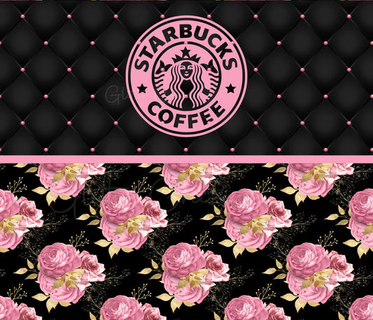 SB Pink Floral On Black - Adhesive Vinyl Wrap