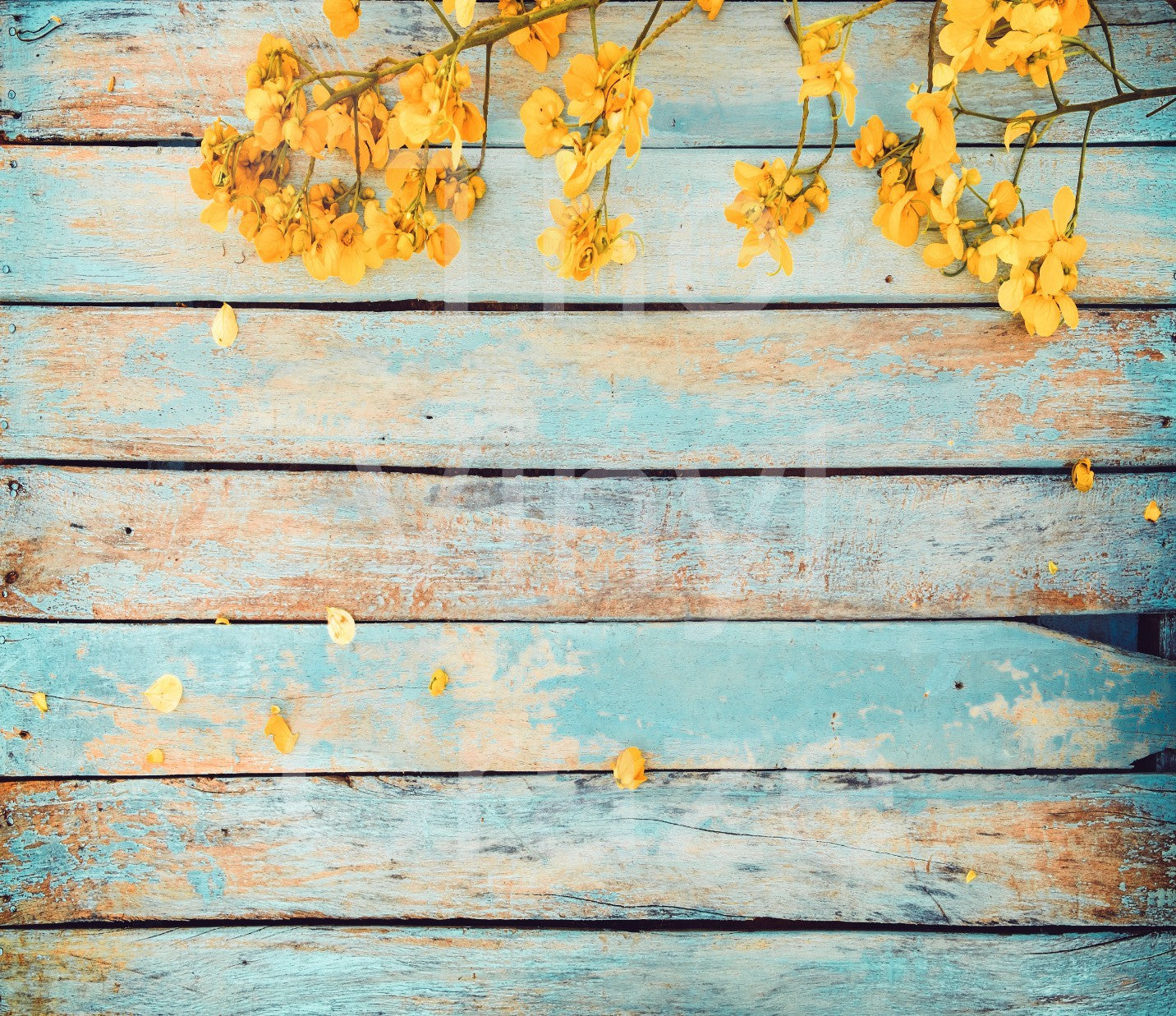 Yellow Flowers On Wood - Adhesive Vinyl Wrap