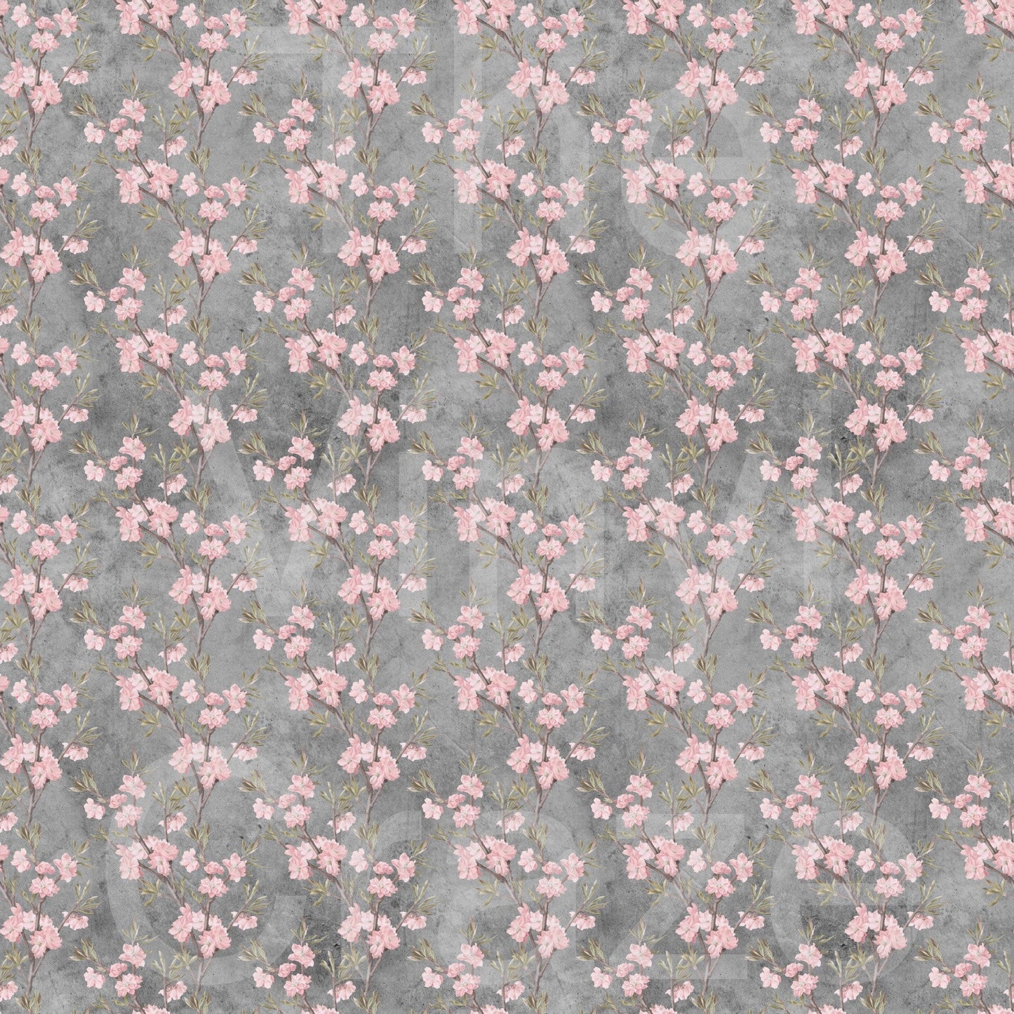 Cherry Blossoms On Gray - Adhesive Vinyl 12x12 Sheet