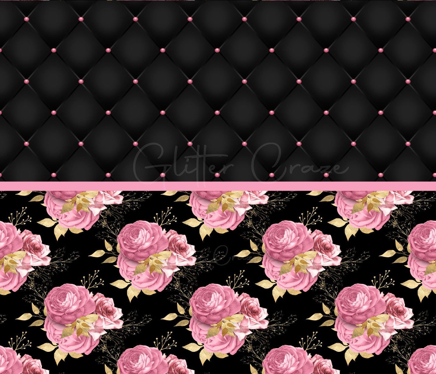 Pink Floral On Black - Adhesive Vinyl Wrap