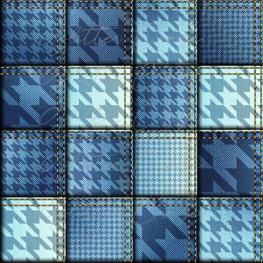 Blue Denim Patchwork - Adhesive Vinyl Sheets