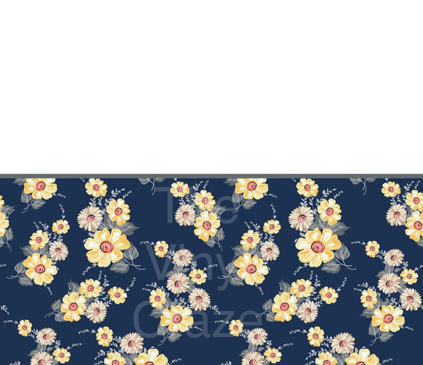 Flowers On Navy/White - Adhesive Vinyl Wrap