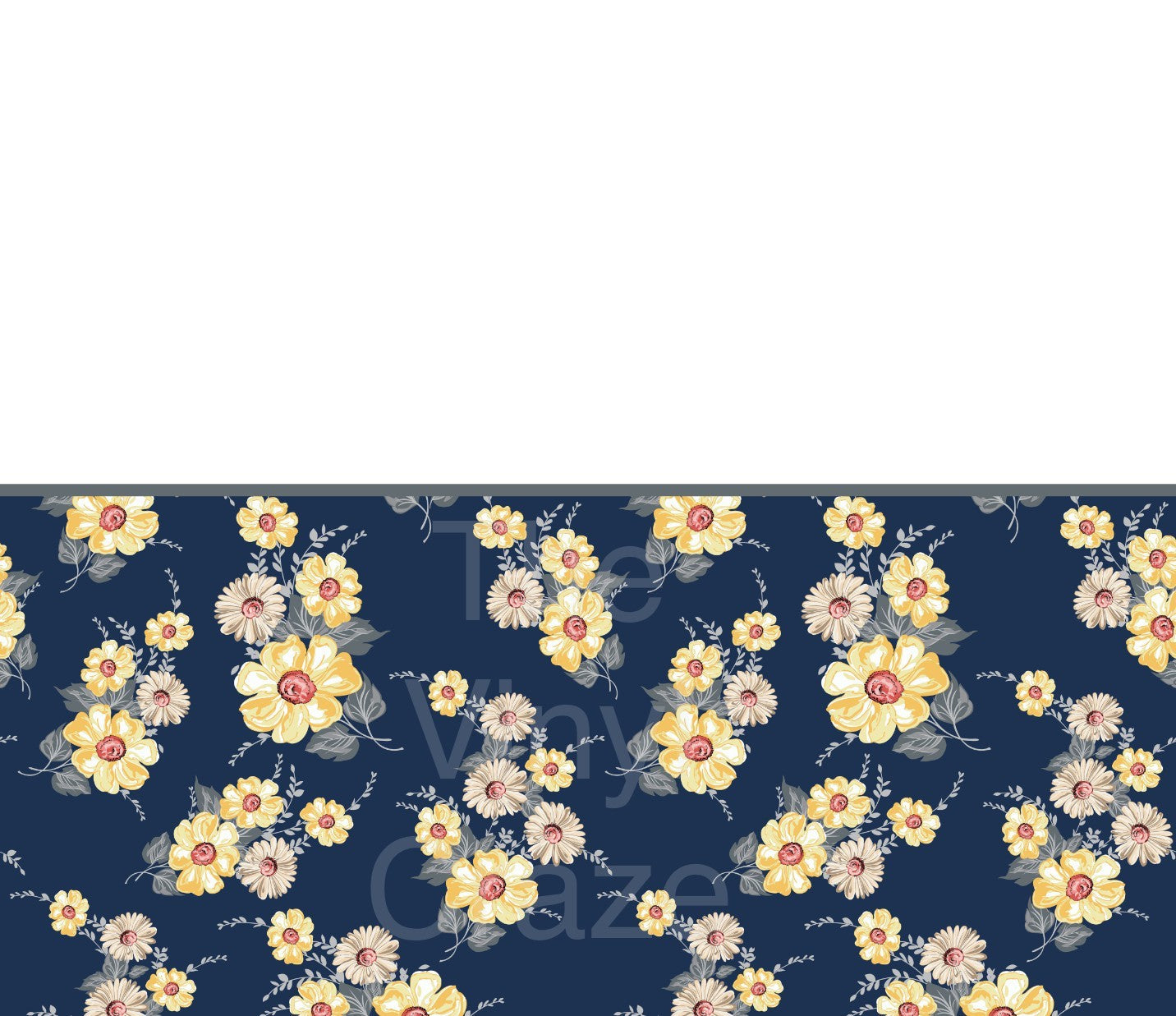 Flowers On Navy/White - Adhesive Vinyl Wrap