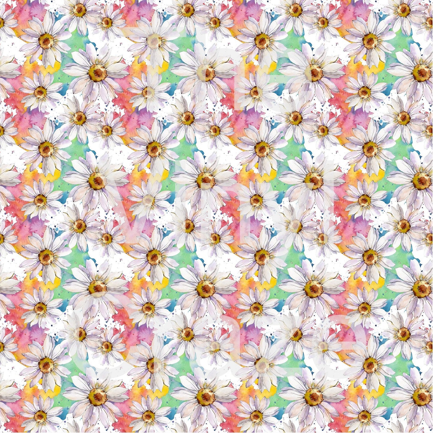 White Daisy Watercolor - Adhesive Vinyl 12x12 Sheets