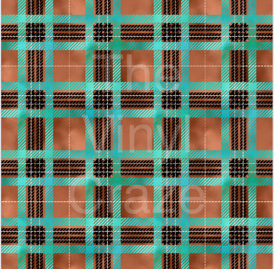 Copper Teal Plaid - Adhesive Vinyl Wrap