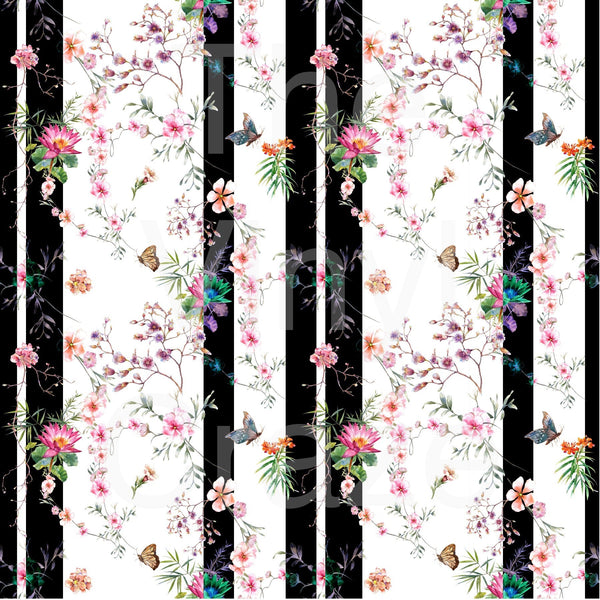 Striped Watercolor Spring- Adhesive Vinyl 12x12 Sheet