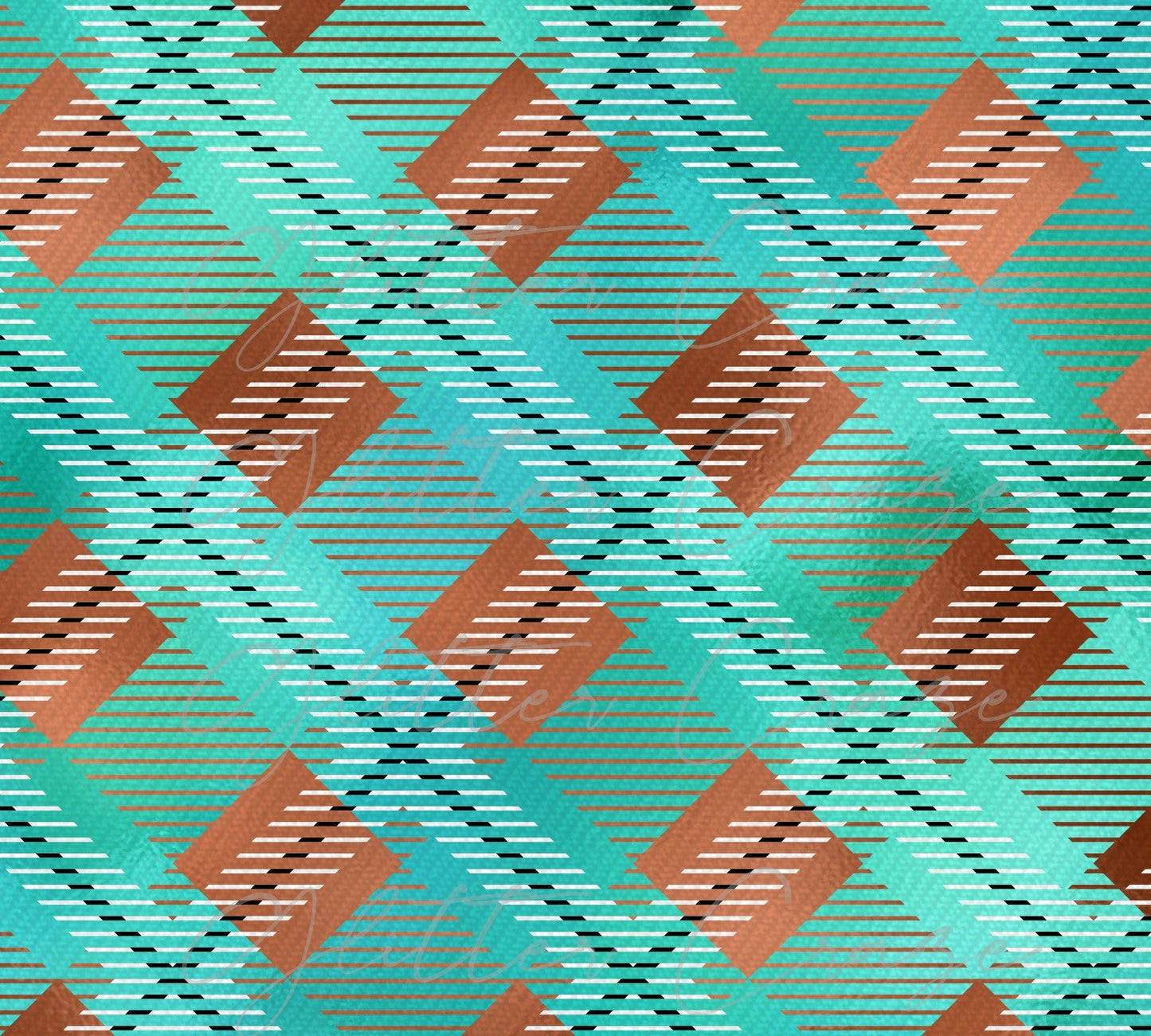 Teal Patina Plaid - Adhesive Vinyl 12x12 Sheet