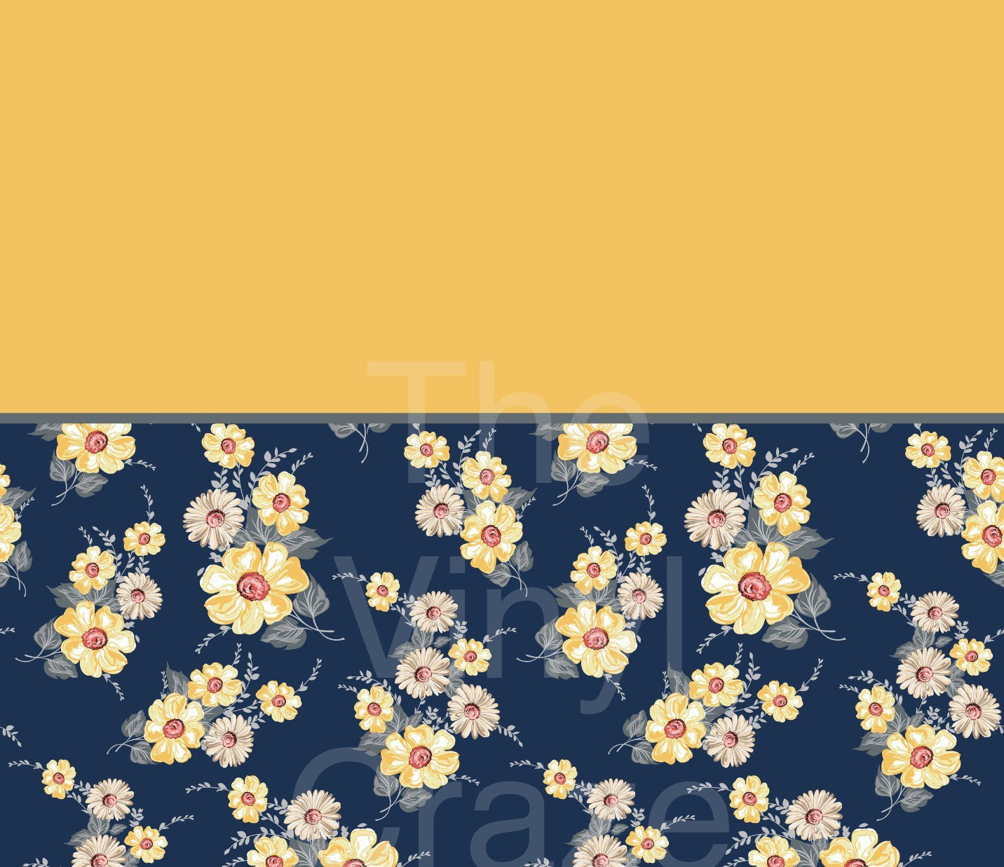 Flowers On Navy/Yellow - Adhesive Vinyl Wrap