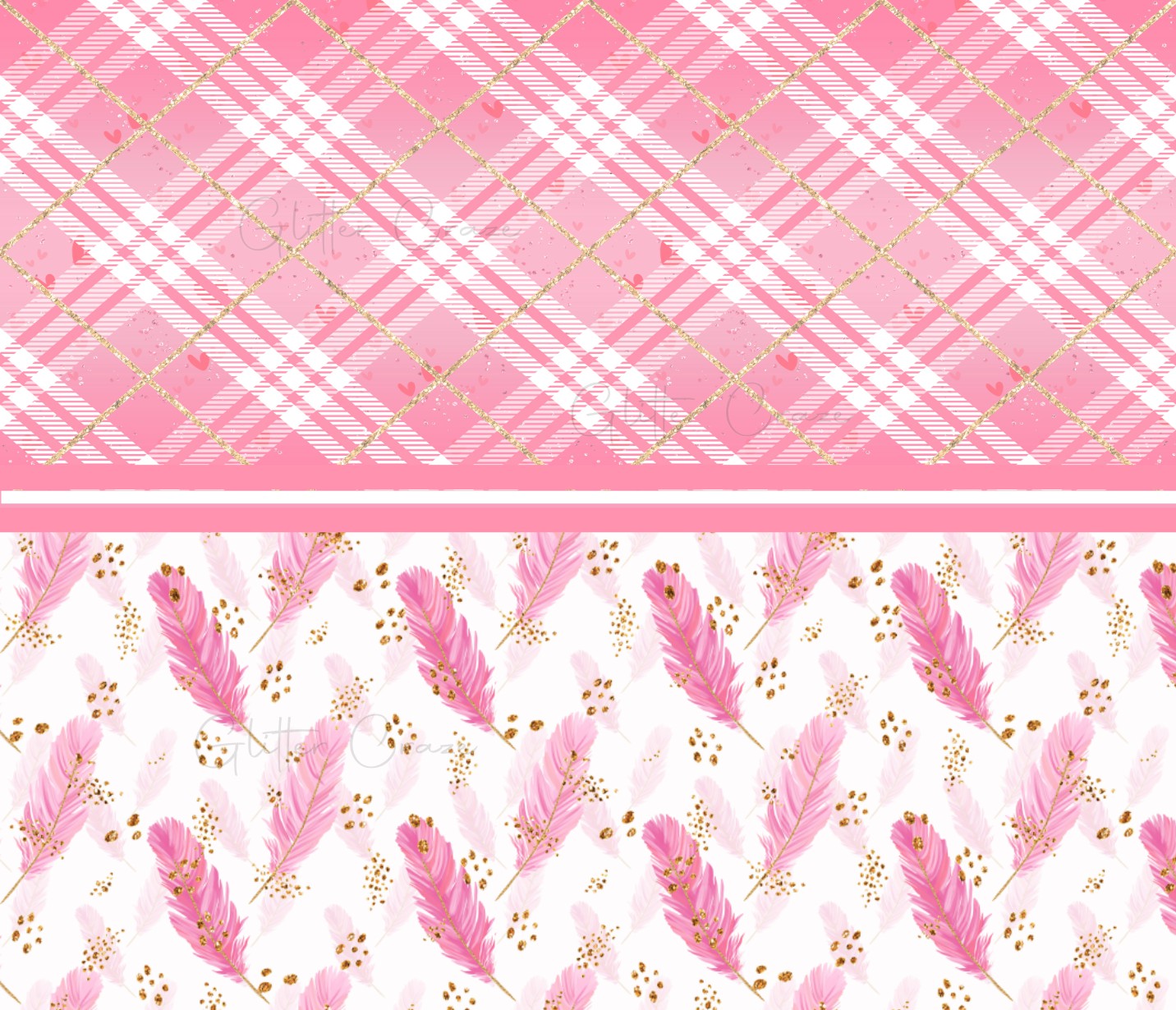 Pink Plaid And Feather - Adhesive Vinyl Wrap