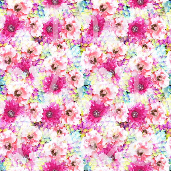 Mermaid Flowers - Adhesive Vinyl 12x12 Sheets