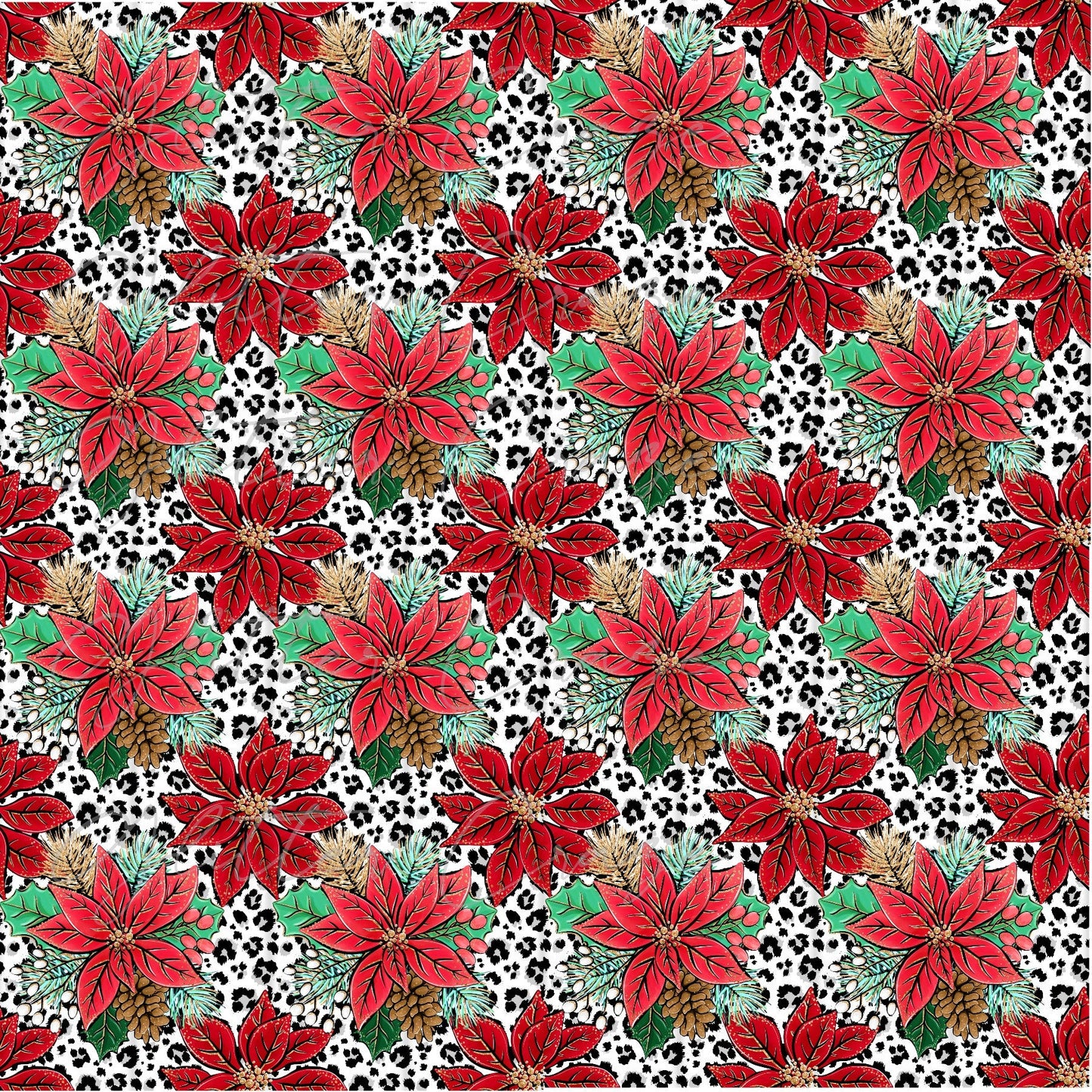 Leopard Poinsettia - Adhesive Vinyl Sheets