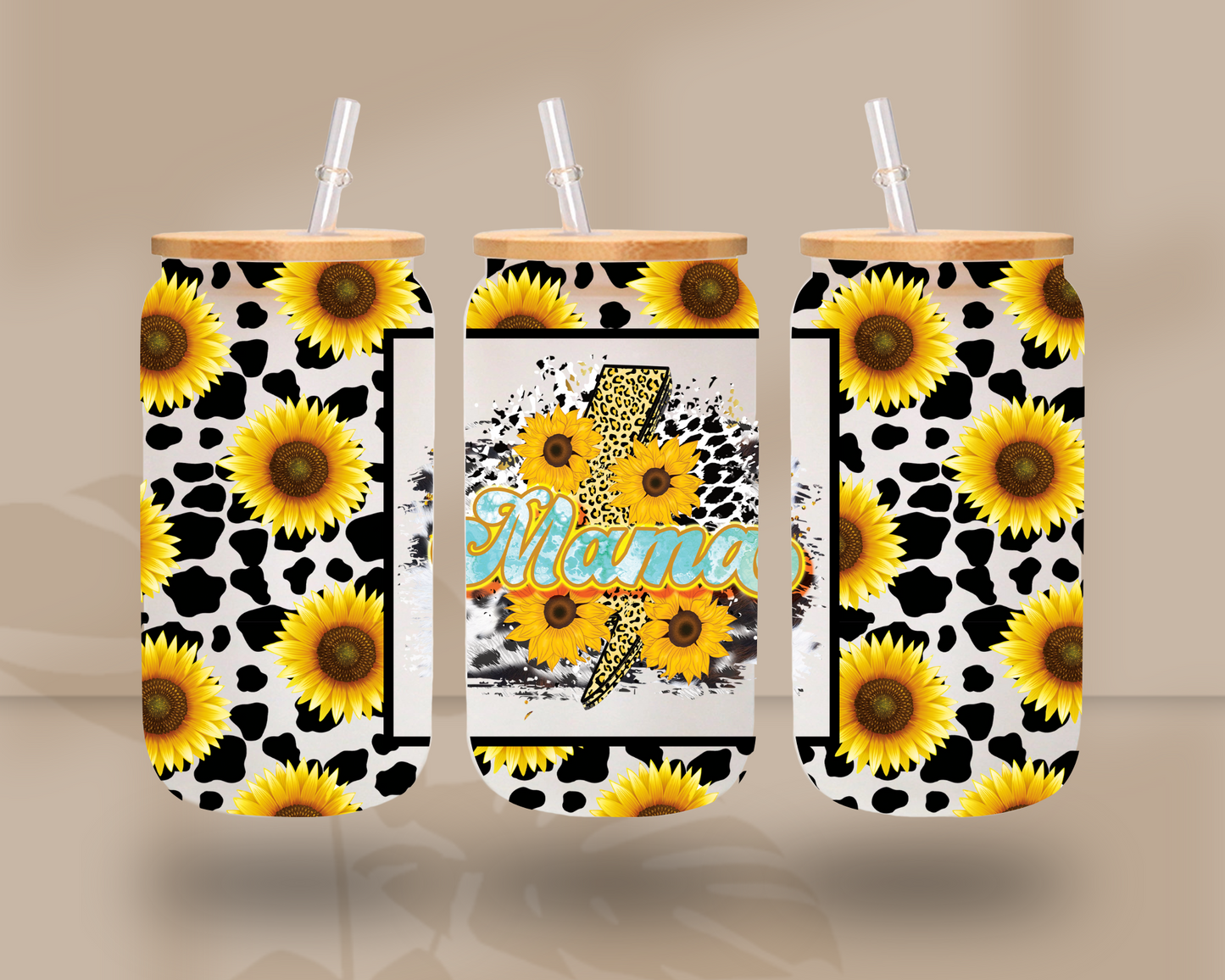 Sunflower Mama UV DTF Libbey