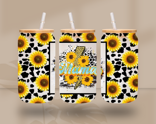 Sunflower Mama UV DTF Libbey