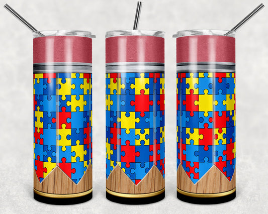 Mens Pencil Autism - Adhesive Vinyl Wrap