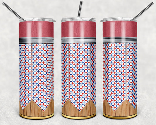 Mens Pencil Red, White and Blue - Adhesive Vinyl Wrap