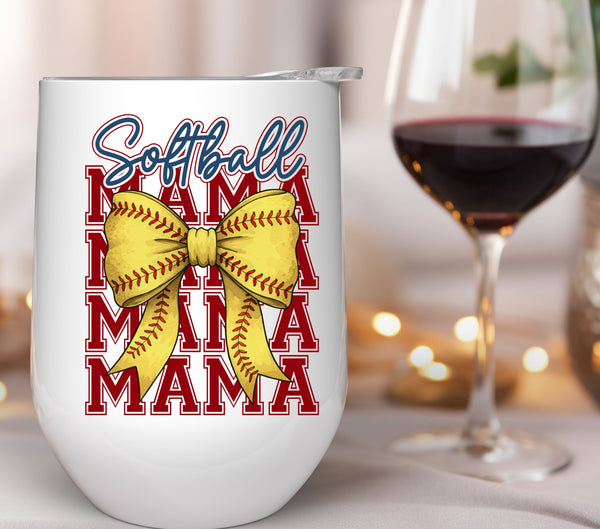 Softball Mama Bow UV DTF Decal