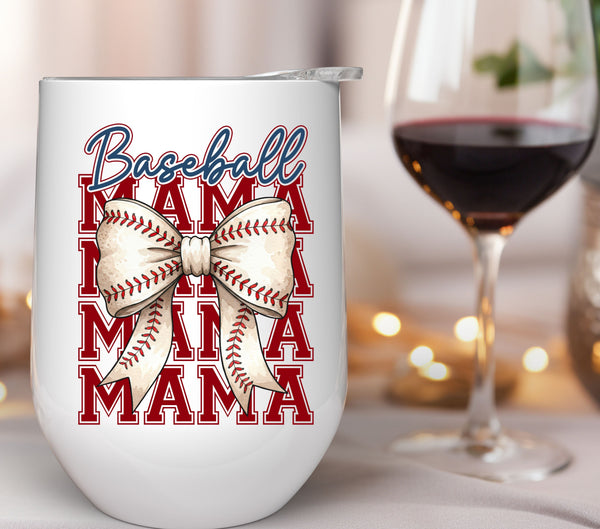Baseball Mama Bow UV DTF Decal