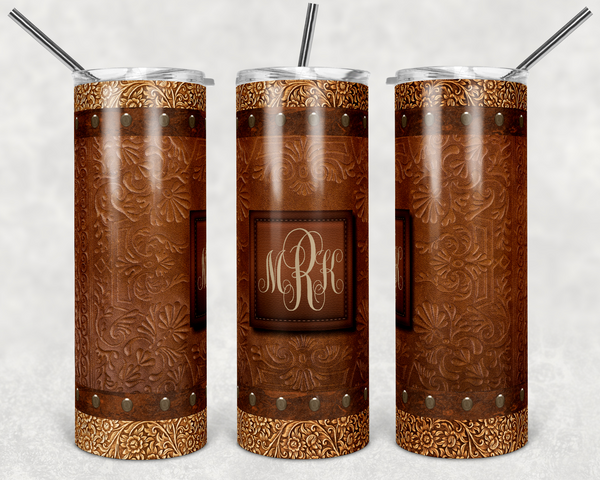 Tooled Leather Monogram - Adhesive Vinyl Wrap