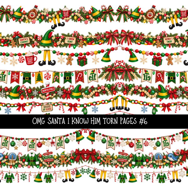 Omg Santa I Know him Torn Pages UV DTF Decal sheets 7 Designs available